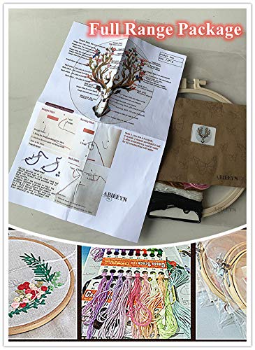 Abillyn Embroidery Starter Kit Pink Rose Stamped with Printed Pattern Cross Stitch Embroidery Kits (Flower 3) Abillyn