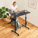 ADQZYWT Adjustable Standing Desk with Wheels, Portable Rolling Walking Pad Desk, Small Laptop Table for Home Office, Sit Stand Up Workstation, Size 15.7"x31.5" Black Desk ADQZYWT