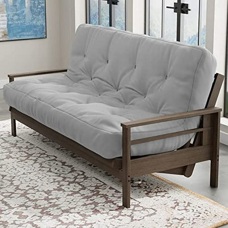 Loosh Home | 12" Queen Size Futon Sofa Bed Foam Mattress - USA Made, Grey, No Frame Loosh