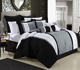 Chic Home 8-Piece Embroidery Comforter Set, Queen, Livingston Black Chic Home