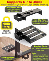 Under Desk PC Mount - No Drilling Heavy Duty 40lbs Capacity, Adjustable Height and Width Clamp-on Desk Leg PC Mount for Standing Desks (Fits 75mm×45mm Legs only), with Non-Slip Pads, Black CoJewe