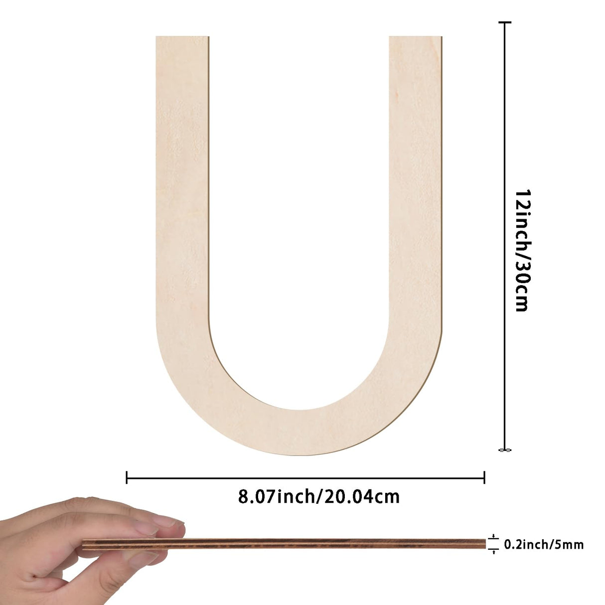 Wooden Letters 12 Inch 1/4 Inch Thick Wooden Letters U Unfinished Large Wood Alphabet Letters for Wall Decor DIY Painting Birthday Wedding Party Crafts and Baby Room Decoration Shop Name Sign Longan Craft