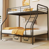 Giantex Metal Bunk Beds Twin Over Full Size, Heavy Duty Bunk Bed for Teens Adults with Ladder & Guardrails, Space Saving Metal Bunk Bed for Dorm, Bedroom, Apartment, No Box Spring Needed (Black) Giantex
