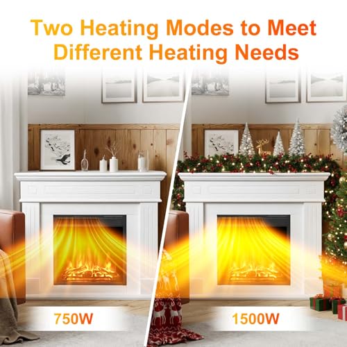 Xbeauty 44" Electric Fireplace with Mantel, Corner Freestanding Fireplace Heater with Realistic LED Flame & Remote, Adjustable Brightness, Overheat Protection for Living Room, Bedroom, Office，White Xbeauty