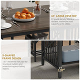 DWVO 3-Piece Dining Table Set for 4-6 People with 2 Benches, 63" Dining Room Table, Industrial Rectangular Dining Room Table Set with Storage for Kitchen, Dining Room, Grey DWVO
