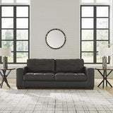 Signature Design by Ashley Luigi Modern Tufted Leather Match Sofa, Black Signature Design by Ashley