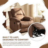 Trygoal Manual Recliner Chair, Nursery Rocking Chair, Velvet Recliner Chair for Adults, Lazy Boy, Gaming Recliner wih Overstuffed Arms, Suitable for Home Theater, Living Room, Bedroom, Brown