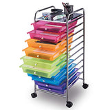 Giantex 10 Drawer Rolling Storage Cart Scrapbook Paper Office School Organizer (Multicolor) Giantex