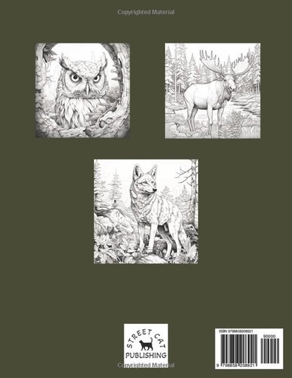 FOREST ANIMALS: Adult Coloring Book of Wildlife for Relaxation