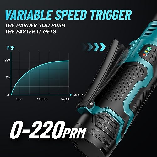 Seesii 3/8" Long Neck Ratchet Wrench, 40Ft-lbs 6" Extended Cordless Ratchet Wrench Kit w/ 2x2.0Ah Batteries & Fast Charge, 220RPM Variable Speed Ratcheting Wrench w/ 7 Sockets, RT400B Seesii