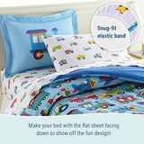 Wildkin 100% Cotton Full Sheet Set – Soft & Cozy Bed Sheets - Trains, Planes, and Trucks Wildkin