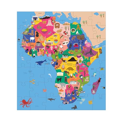 Mudpuppy Map of Africa – 70 Piece Geography Puzzle with Country-Shaped Pieces and Iconic Landscapes Cultural Items and More Mudpuppy