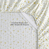 Softan Yellow Floral Bed Sheets Full Flower Printed Sheets - Patterned Microfiber Fitted Sheets Full with 15" Deep Pocket & Non-Slip Straps, Cute Flower Sheets & Pillowcase Set Softan