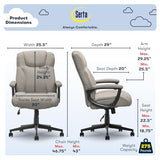 Serta Connor Executive Office Chair, Ergonomic Computer Chair with Layered Body Pillows, Contoured Lumbar, Adjustable Seat, Microfiber Fabric, Gray Serta