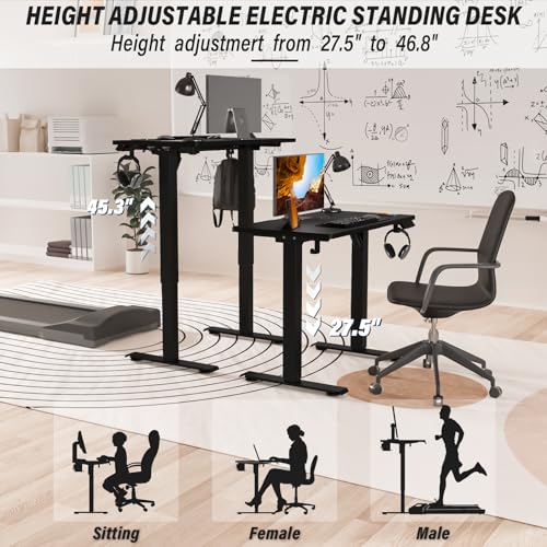 Kingant Standing Desk Height Adjustable Small Electric Stand Up Desks [35 x 20 Inch] - Ergonomic Sit Stand Desk Rising Desks for Home Office Computer Desk Stand Desk Workstation Kingant