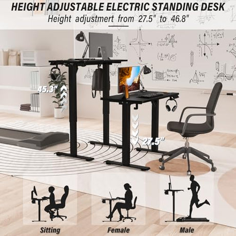 Kingant Standing Desk Height Adjustable Small Electric Stand Up Desks [35 x 20 Inch] - Ergonomic Sit Stand Desk Rising Desks for Home Office Computer Desk Stand Desk Workstation Kingant