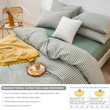 mixinni Green Gingham Comforter Set Queen, Plaid Comforter Set 3 Pieces 1 Green Grid Comfoter with 2 Pillow Cases for All Seasons, Soft Fluffy Modern Grid Pattern Printed Bedding-Queen Size mixinni