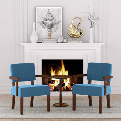 FAGAGA Accent Chair with Solid Wood Frame,Arm Chairs with Soft Seat and Armrests,Upholstered Reading Leisure Chair for Living Room,Bedroom,Office,Waiting Room FAGAGA