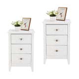 Bonnlo Upgraded White Night Stands for Bedrooms Set of 2, Modern Nightstand with 3 Drawers, Wooden Bed Side Table for Small Spaces, College Dorm, Kids’ Room, Living Room, 16W x 16D x 24H Bonnlo
