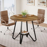 Tribesigns 31.5" Round Wooden Conference Table, Small Meeting Table for 4 People, Compact Office Table for Small Spaces, 31.5" W x 31.5" D x 29.5" H Tribesigns