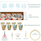 Zhenqing Christmas Embroidery Kit for Beginners - 4 Piece 29x29cm Round Designs with Embroidery Hoop, Threads & Tools (Snowy Cabin, Fireplace, Candy Cane, Holly)(C0066)