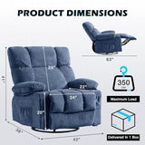 MAHOMICO Recliner Chair Oversized Swivel Rocker with Vibration Massage & Lumbar Heating, 360° Swivel, USB Charging Port, Cup Holders & Side Pocket for Living Room