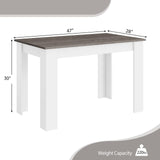 Giantex Wooden Dining Table, Modern Kitchen Table for 4, Rectangular Dinner Table for Kitchen, Dining Room, Living Room, Home Dinette Furniture, 47" L x 28" W x 30" H, (White & Dark Gray) Giantex