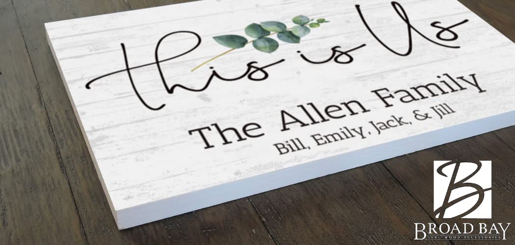 This is Us Sign Solid Wood Personalized Family Farmhouse Decor Wall Art - 16.5” x 10.5” - WoodArtSupply