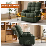 MAHOMICO Swivel Rocker Recliner Chair with Vibration Massage and Heat for Living Room with Rocking Function and Side Pocket,USB Charge Port，2 Cup Holders
