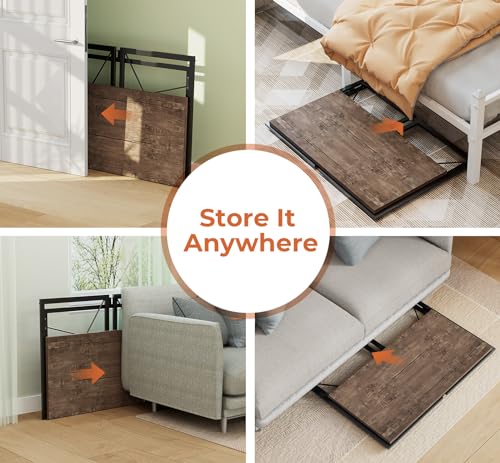 Coavas Folding Desk No Assembly Required, 39.4 inch Writing Computer Desk Space Saving Foldable Table Simple Home Office Desk,Brown Coavas