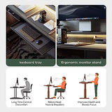 FEZIBO 55 x 25 Inch Height Adjustable Electric Standing Desk with Double Drawers&Keyboard Tray, Stand Up Desk with LED Strips, Sit Stand Desk with Monitor Stand, Rustic Grey FEZIBO