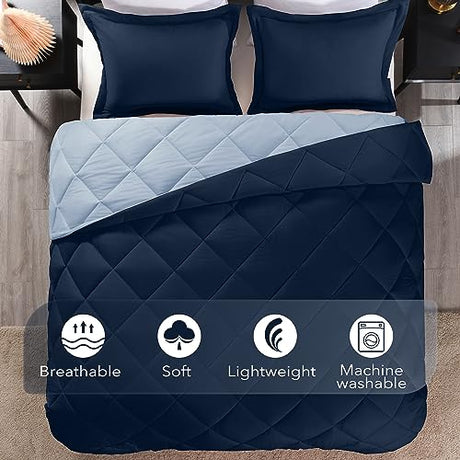 downluxe King Size Comforter Set - Blue and Sapphire King Comforter, Soft Bedding Sets for All Seasons -3 Pieces - 1 Comforter (104"x92") and 2 Pillow Shams(20"x36") downluxe