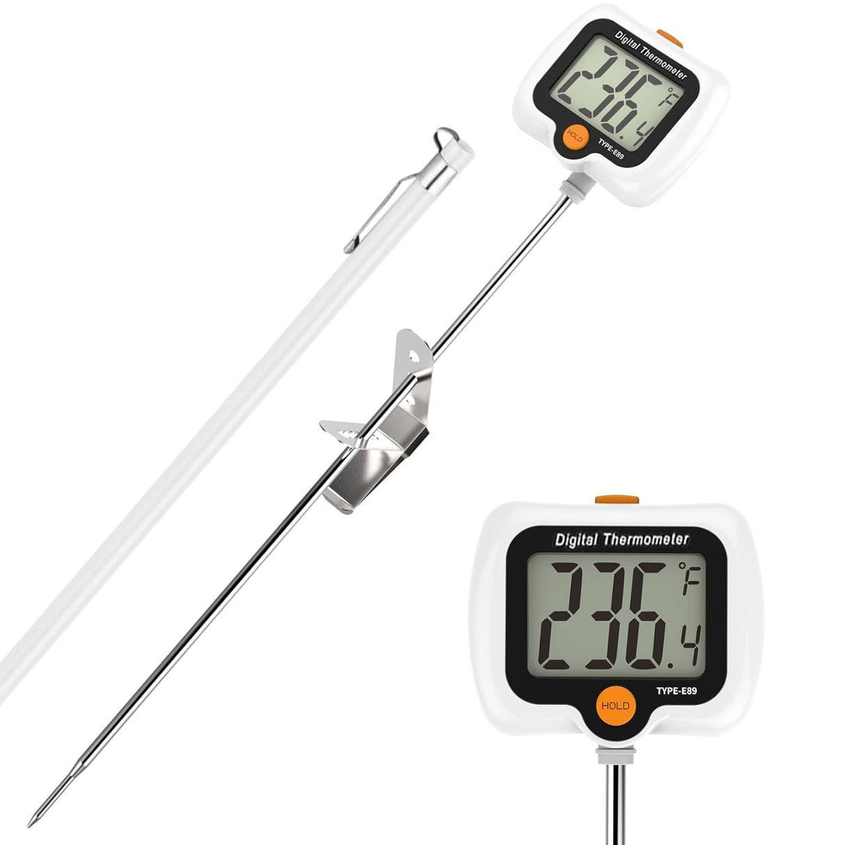 Candy Thermometer for Candy Making with Pot Clip,Best Instant Read Thermometer Digital for Cooking, Baking, Candy and Cheese Making – 10 Inch Probe, Large Rotating LCD Display, Essential Baking Tool efengcook