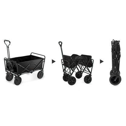 XKZG Collapsible Folding Wagon, Beach Cart Large Capacity, Heavy Duty Folding Wagon Portable, Collapsible Wagon for Sports, Shopping, Camping (Black) - WoodArtSupply