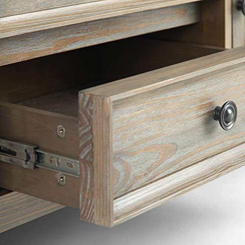 SIMPLIHOME Amherst SOLID WOOD 72 Inch Wide Transitional TV Media Stand in Distressed Grey for TVs up to 80 Inch, For the Living Room and SIMPLIHOME