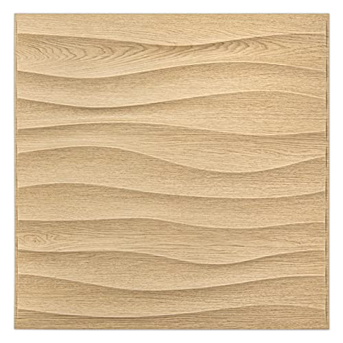 Art3d PVC Wave Panels for Interior Wall Decor, Wood Brown Textured 3D Wall Tiles，19.7" x 19.7" (12-Pack) - WoodArtSupply