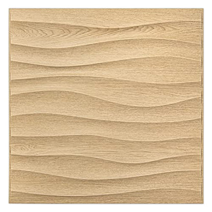 Art3d PVC Wave Panels for Interior Wall Decor, Wood Brown Textured 3D Wall Tiles，19.7" x 19.7" (12-Pack) - WoodArtSupply