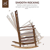 Outsunny Traditional Wooden High-Back Rocking Chair for Porch, Indoor/Outdoor, Brown Outsunny