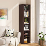 Tribesigns 70.9 Inch Rustic Narrow Corner Bookcase with 6 Tier Storage Shelves Tribesigns