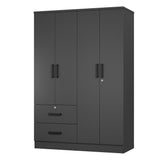 Woodpeckers Furniture And Mattress 4 Doors Wardrobe 2 Drawers with Shelves 72" high (Black) Woodpeckers Furniture And Mattress