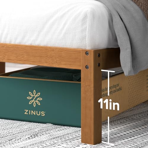 Zinus Leah Bamboo Platform Bed Frame with Headboard, No Box Spring Needed, Wood Slat Support, Easy Assembly, Queen