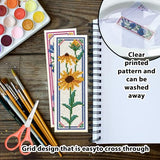 ORIGACH 6 Pcs Flower Cross Stitch Bookmark Kit for Beginner with Backing Felt Floss Instruction Sunflowers Tulip DIY Stamped Embroidery Bookmark Kit for Starter Adults Book Lovers
