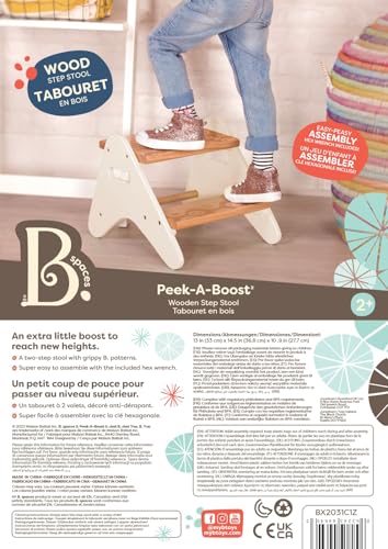 B. toys- B. spaces- Step Stool for Kids – Ivory & Wood Stepping Stool for The Bedroom, Bathroom, Kitchen – Furniture for Toddlers – Peek-A-Boost – 2 Years + B. toys