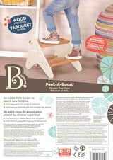 B. toys- B. spaces- Step Stool for Kids – Ivory & Wood Stepping Stool for The Bedroom, Bathroom, Kitchen – Furniture for Toddlers – Peek-A-Boost – 2 Years + B. toys