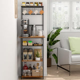 5-Tier Black Coffee Bar Station with S-Shaped Hooks - Farmhouse Corner Cabinet for Small Spaces DAOUTIME