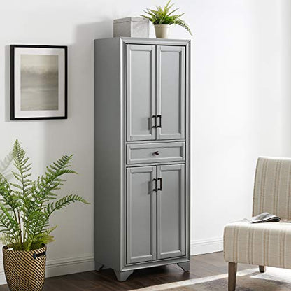 Crosley Furniture Tara Pantry, Distressed Gray - WoodArtSupply