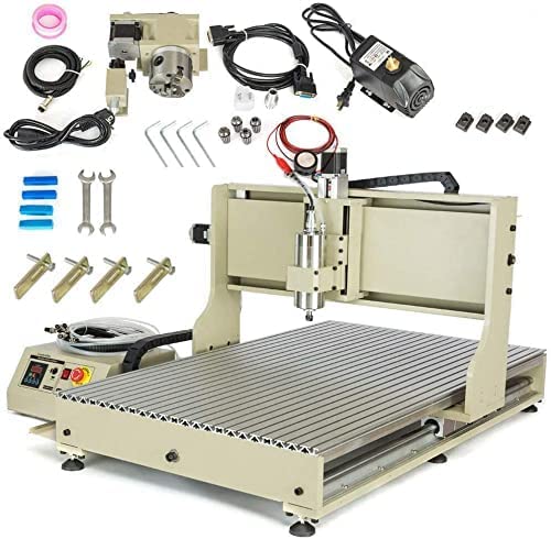 GDAE10 USB 4 Axis CNC 6090 Router Kit MACH3 Control + 2.2kw VFD Water-Cooling Spindle Motor Plastic Acrylic PCB PVC Wood Carving Drilling 3D Milling Engraving Machine with Controller,Handwhee - WoodArtSupply