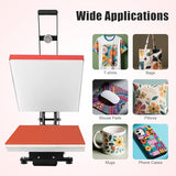 1800W Auto Open Heat Press Machine,16" x 20" Clamshell Open Heat Press Machine w/LCD Screen & Slide Out Function Heavy Digital Sublimation Printer for T-Shirts Mugs Hat Plate Cap (Red) xsdzgdzy