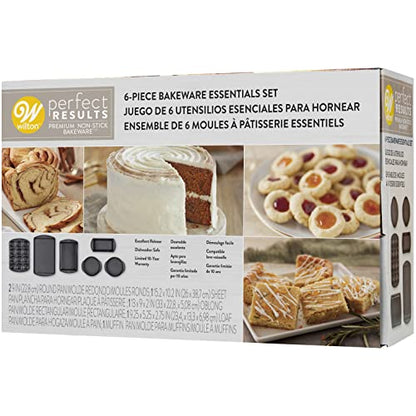 Wilton Perfect Results Premium Nonstick Bakeware Essentials Set - Perfect for Everyday Use and Baking Cookies, Cupcakes, Cakes, Steel, 6-Piece