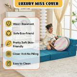 jela Foldable Sofa Bed, Convertible Sleeper Lounge Chair Floor Mattress Floor Couch with Backrest, Fold Out Futon with Washable Miss Fabric Cover for Guest Room, Living Room (83"x33",Teal) jela